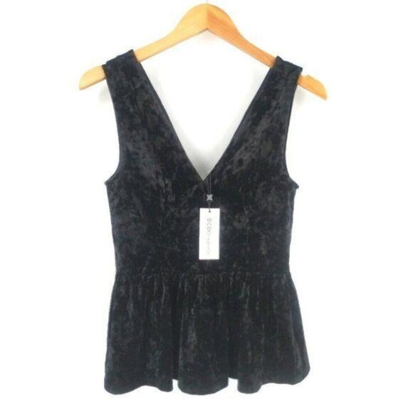 BCBGeneration Velvet Top Womens XS Black Fairy Grunge Goth Witchy Deep V - Picture 1 of 8